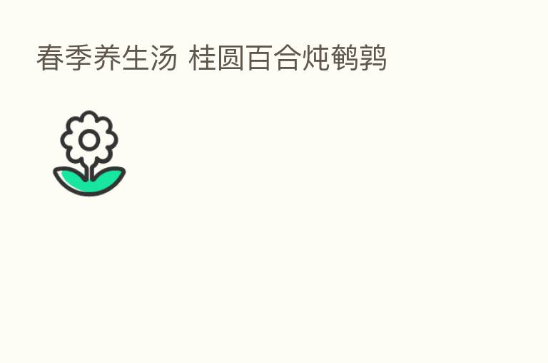 春季养生汤 桂圆百合炖鹌鹑