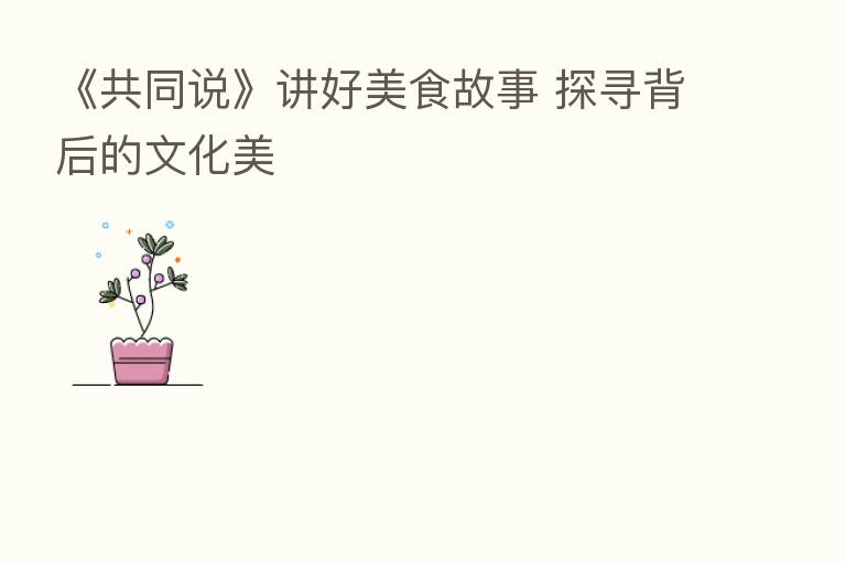 《共同说》讲好美食故事 探寻背后的文化美