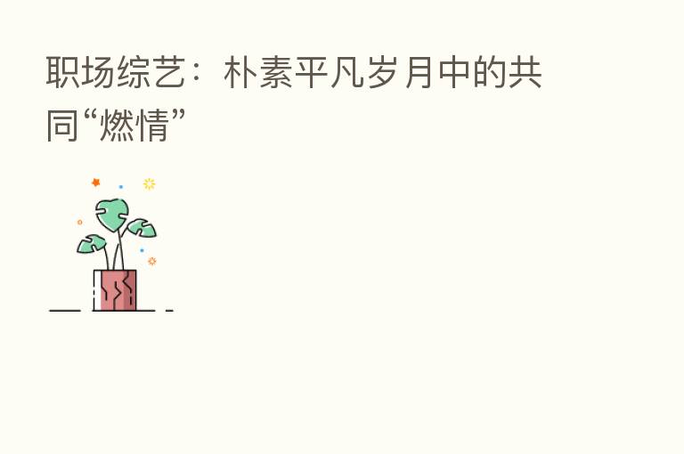 职场综艺:朴素平凡岁月中的共同“燃情”