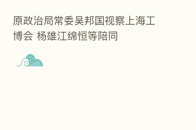 原政治局常委吴邦国视察上海工博会 杨雄江绵恒等陪同