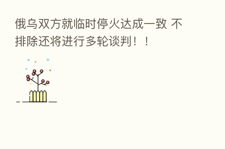 俄乌双方就临时停火达成一致 不排除还将进行多轮谈判!!