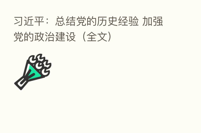 :总结党的历史经验 加强党的政治建设(全文)