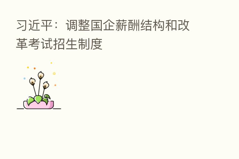 :调整国企薪酬结构和改革考试招生制度
