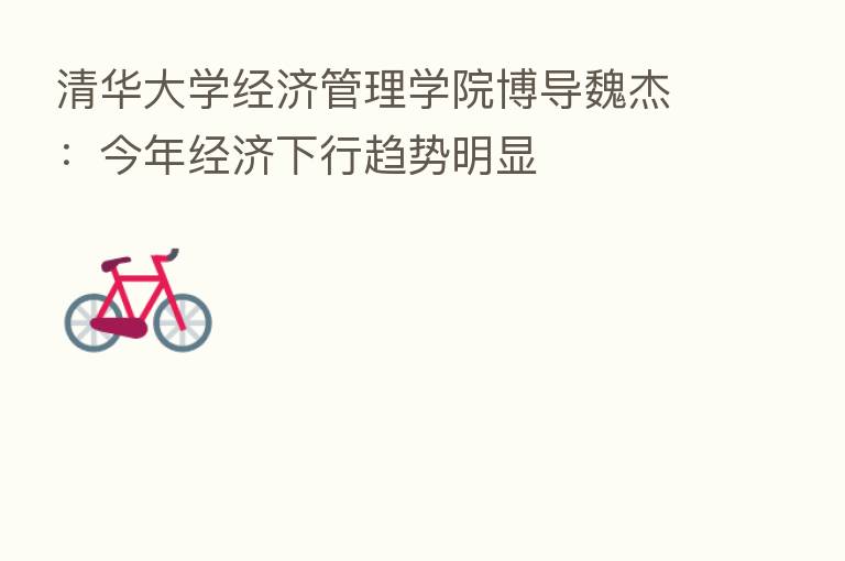 清华大学经济管理学院博导魏杰:今年经济下行趋势明显