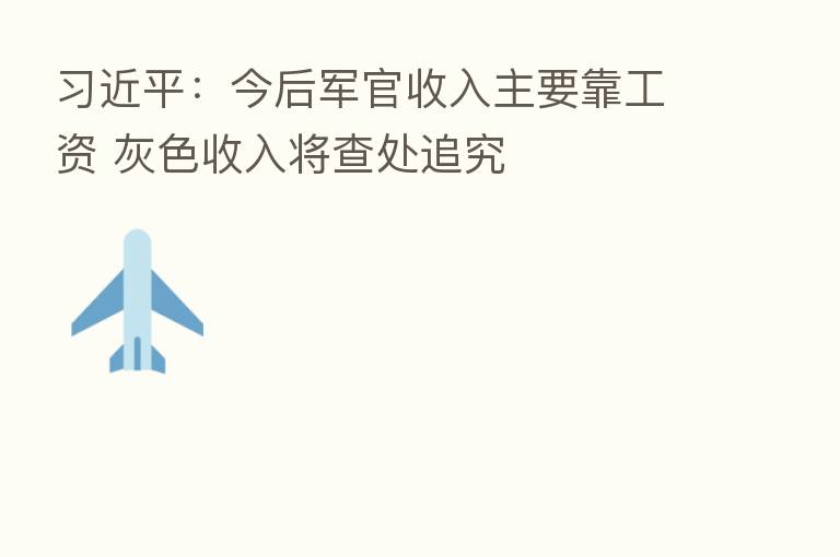 :今后军官收入主要靠工资 灰色收入将查处追究