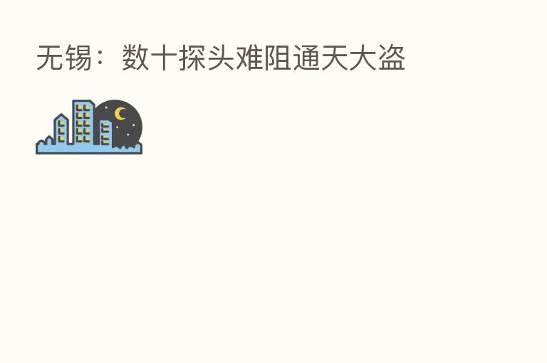 无锡:数十探头难阻通天大盗
