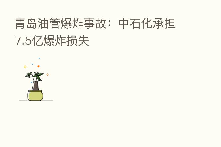青岛油管 事故:中石化承担7.5亿 损失