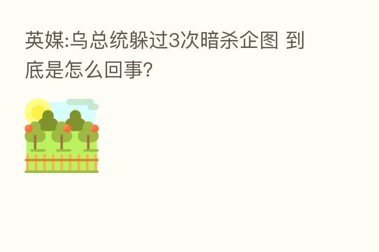 英媒:乌总统躲过3次暗 企图 到底是怎么回事?