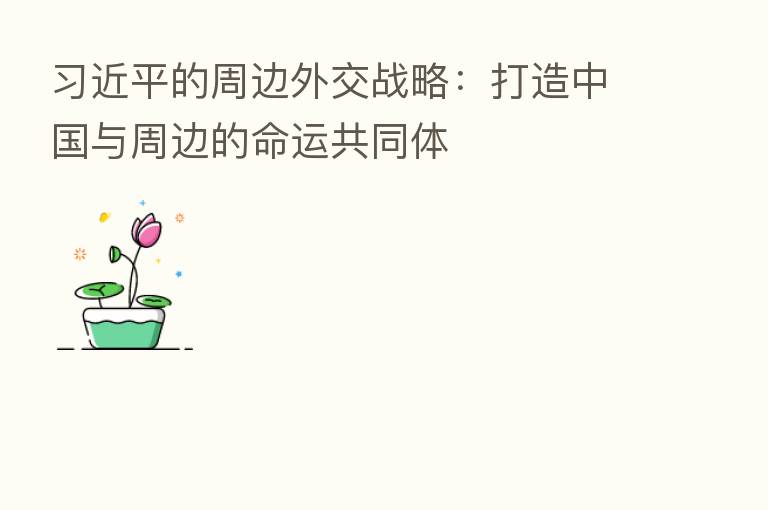 的周边外交战略:打造中国与周边的命运共同体