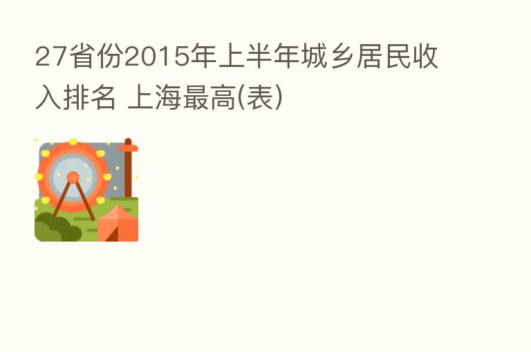 27省份2015年上半年城乡居民收入排名 上海 高(表)
