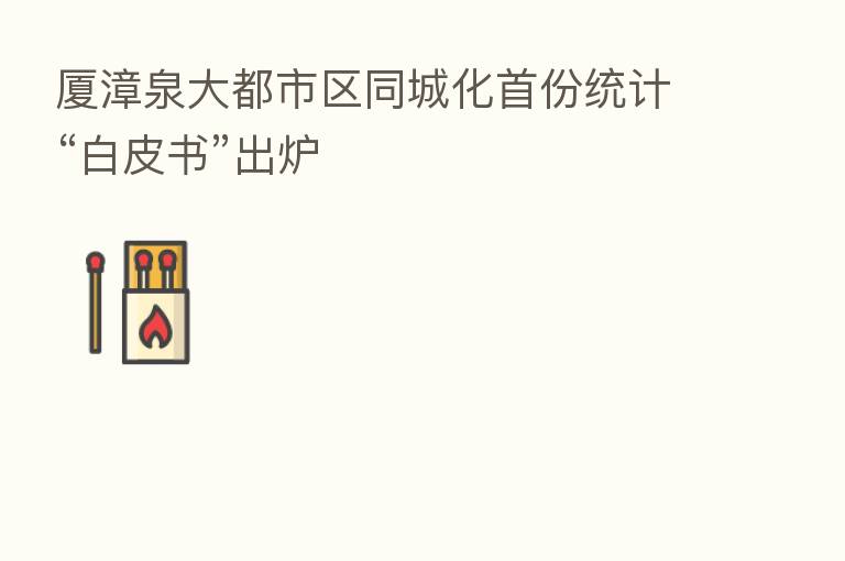 厦漳泉大都市区同城化首份统计“白皮书”出炉