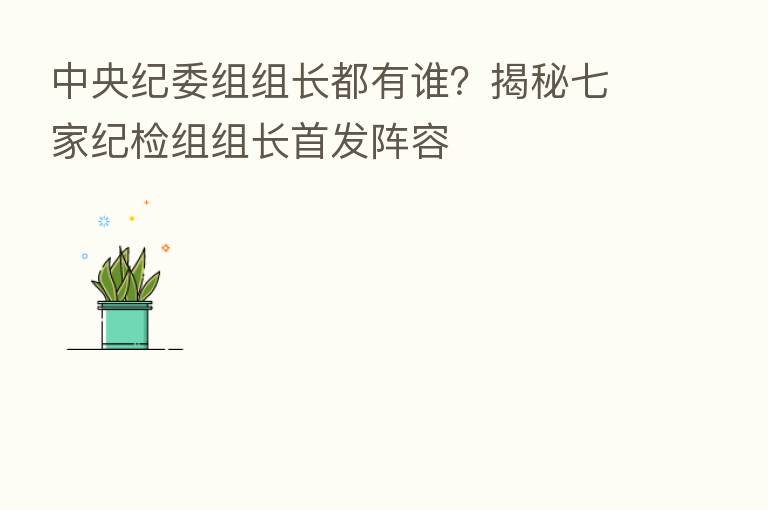 中央纪委组组长都有谁?揭秘七家纪检组组长首发阵容