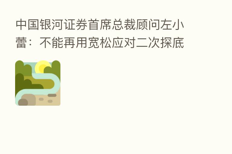 中国银河证券首席总裁顾问左小蕾:不能再用宽松应对二次探底