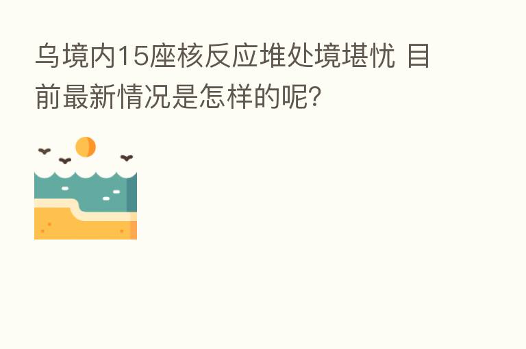 乌境内15座核反应堆处境堪忧 目前新 情况是怎样的呢?