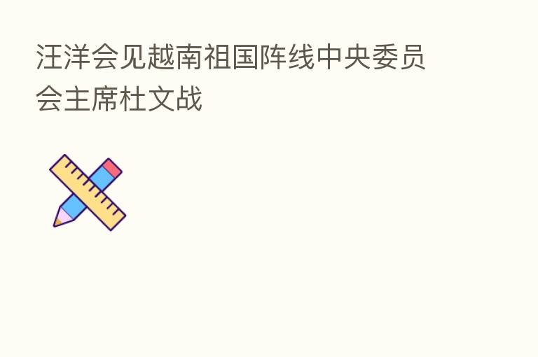 汪洋会见越南祖国阵线中央委员会主席杜文战