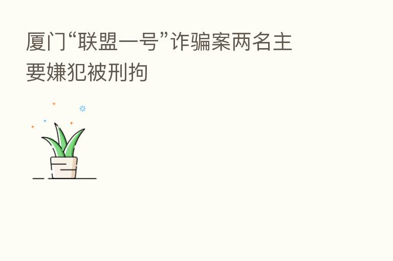 厦门“联盟一号”诈骗案两名主要嫌犯被刑拘
