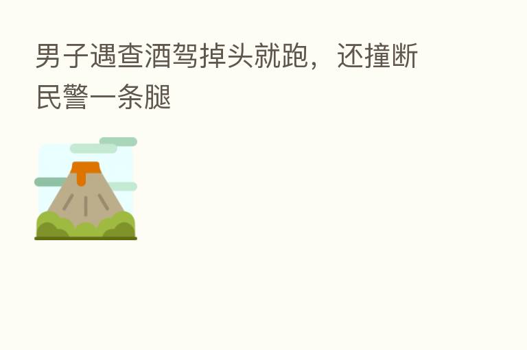 男子遇查酒驾掉头就跑,还撞断民警一条腿