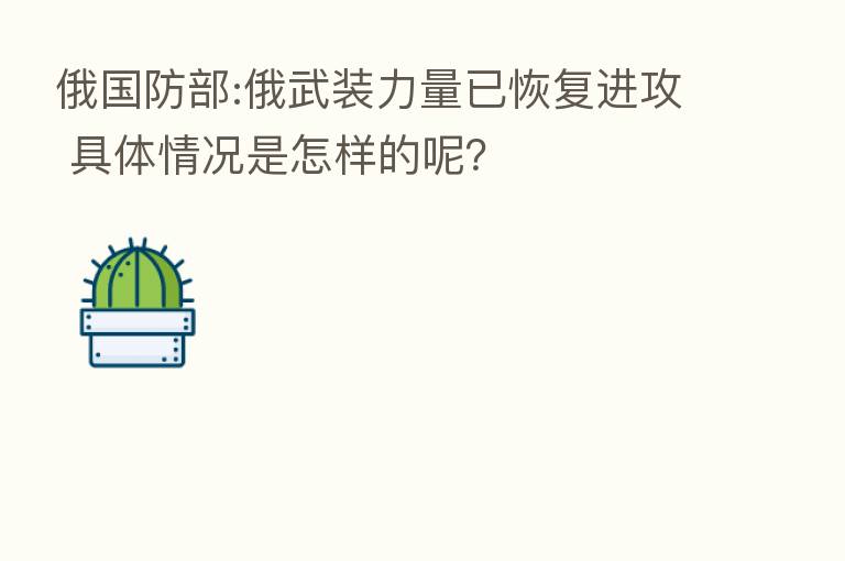 俄国防部:俄武装力量已恢复进攻 具体情况是怎样的呢?