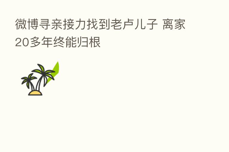 微博寻亲接力找到老卢儿子 离家20多年终能归根