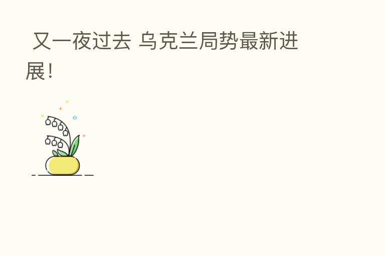 又一夜过去 乌克兰局势新 进展!