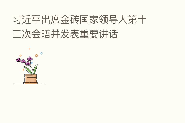 习近平出席金砖国家领导人第十三次会晤并发表重要讲话