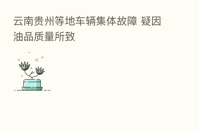 云南贵州等地车辆集体故障 疑因油品质量所致