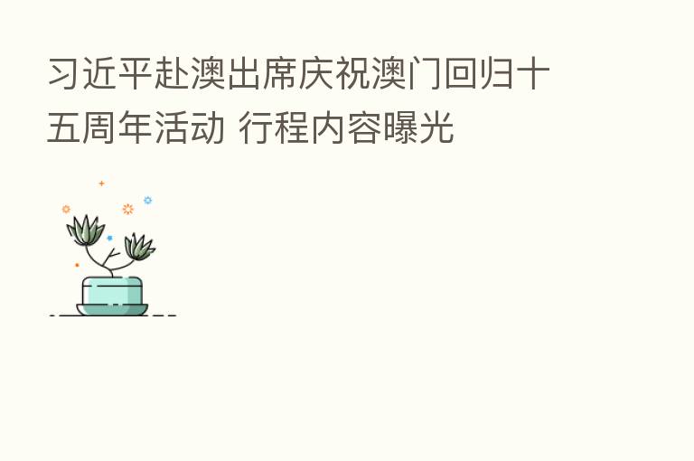 赴澳出席庆祝澳门回归十五周年活动 行程内容曝光
