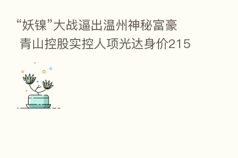 “妖镍”大战逼出温州神秘富豪 青山控股实控人项光达身价215亿