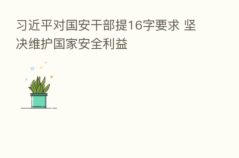          对国安干部提16字要求 坚决维护国家安全利益