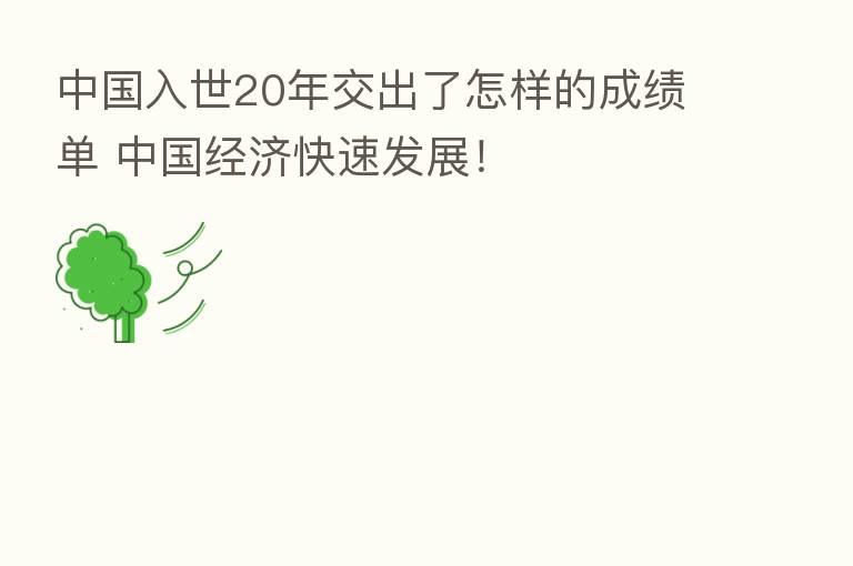 中国入世20年交出了怎样的成绩单 中国经济快速发展!