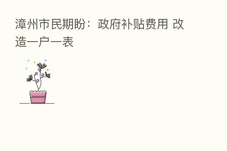 漳州市民期盼:政府补贴费用 改造一户一表