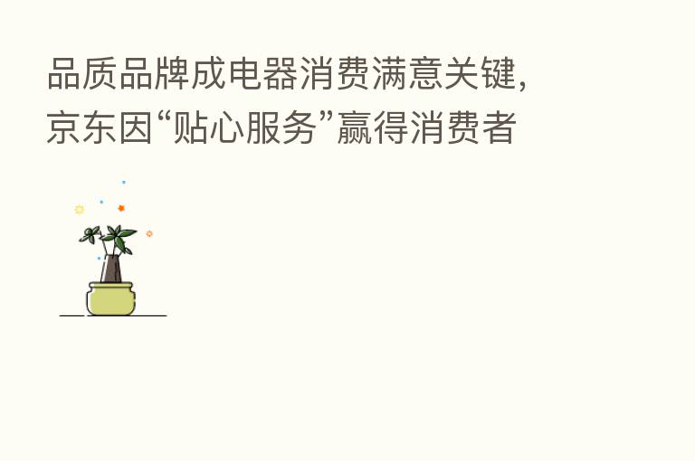 品质品牌成电器消费满意关键,京东因“贴心服务”赢得消费者信赖