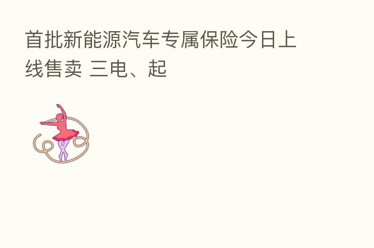 首批新能源汽车专属 今日上线售卖 三电、起