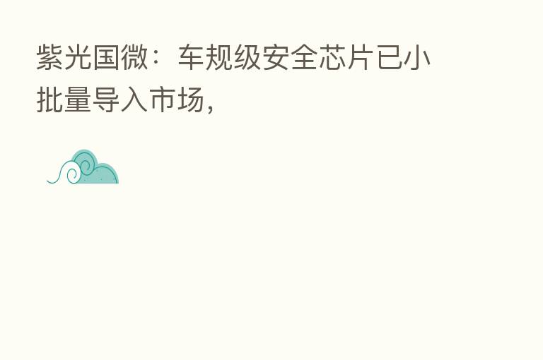 紫光国微:车规级安全芯片已小批量导入市场,