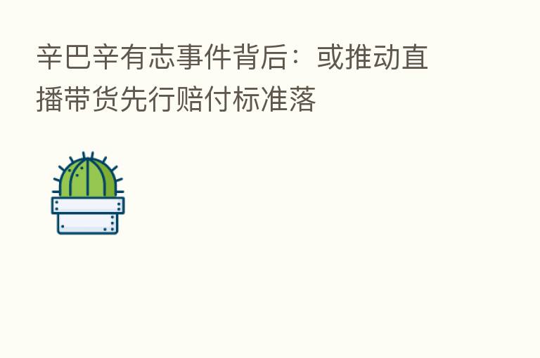 辛巴辛有志事件背后:或推动直播带货先行赔付标准落