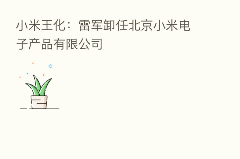 小米王化：雷军卸任北京小米电子产品有限公司
