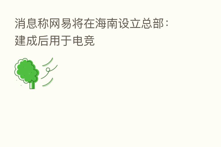 消息称网易将在海南设立总部:建成后用于电竞
