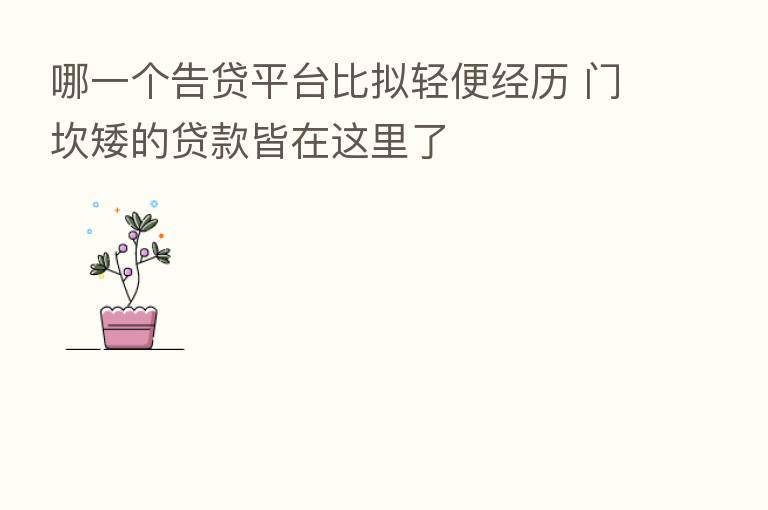 哪一个告贷平台比拟轻便经历 门坎矮的贷款皆在这里了