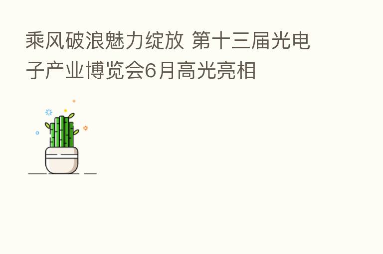乘风破浪魅力绽放    十三届光电子产业博览会6月高光亮相