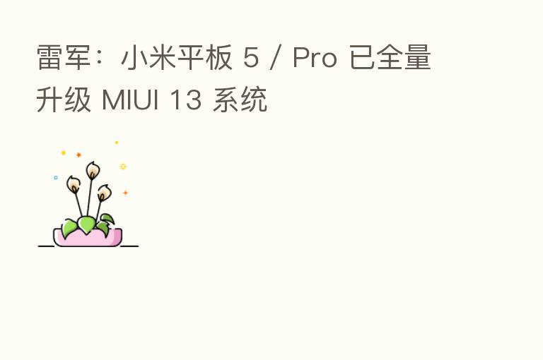 雷军:小米平板 5 / Pro 已全量升级 MIUI 13 系统