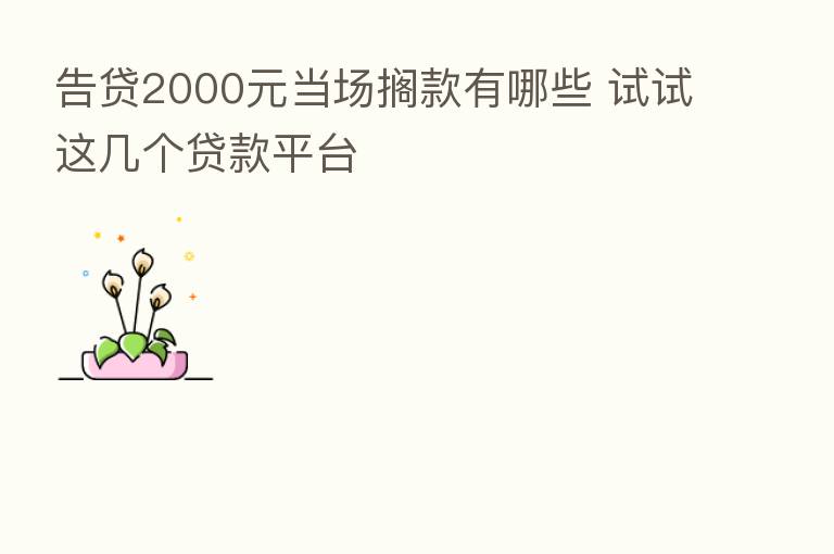 告贷2000元当场搁款有哪些 试试这几个贷款平台