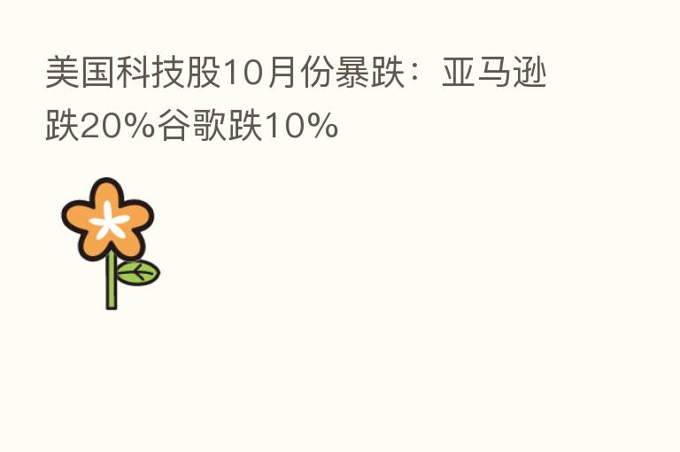 美国科技股10月份暴跌:亚马逊跌20%谷歌跌10%