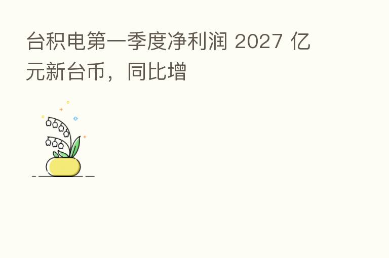 台积电 一季度净利润 2027 亿元新台币,同比增