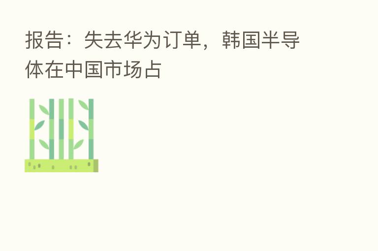 报告：失去华为订单，韩国半导体在中国市场占