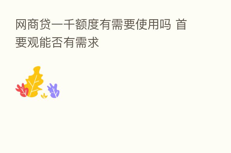 网商贷一千额度有需要使用吗 首要观能否有需求