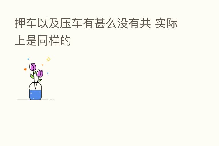 押车以及压车有甚么没有共 实际上是同样的
