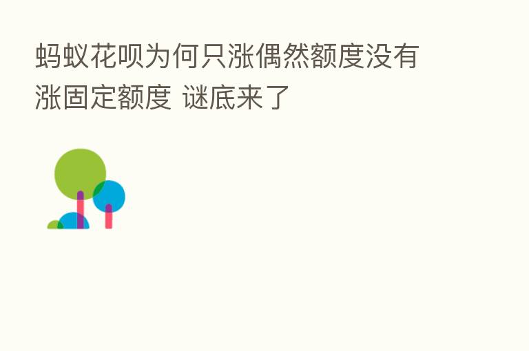 蚂蚁花呗为何只涨偶然额度没有涨固定额度 谜底来了