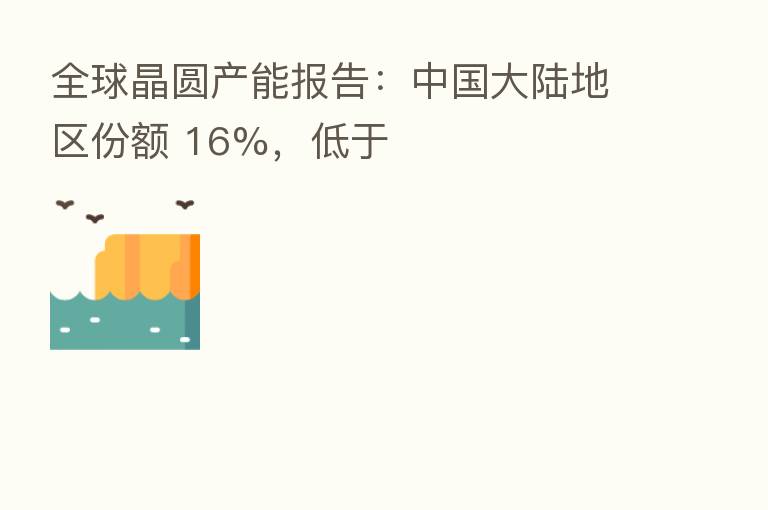 全球晶圆产能报告:中国大陆地区份额 16%,低于