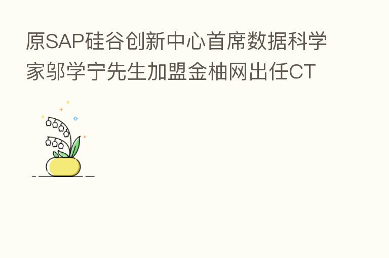 原SAP硅谷创新中心首席数据科学家邬学宁先生加盟金柚网出任CTO