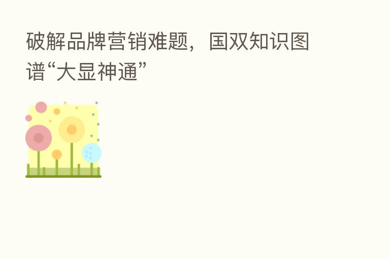 破解品牌营销难题,国双知识图谱“大显神通”